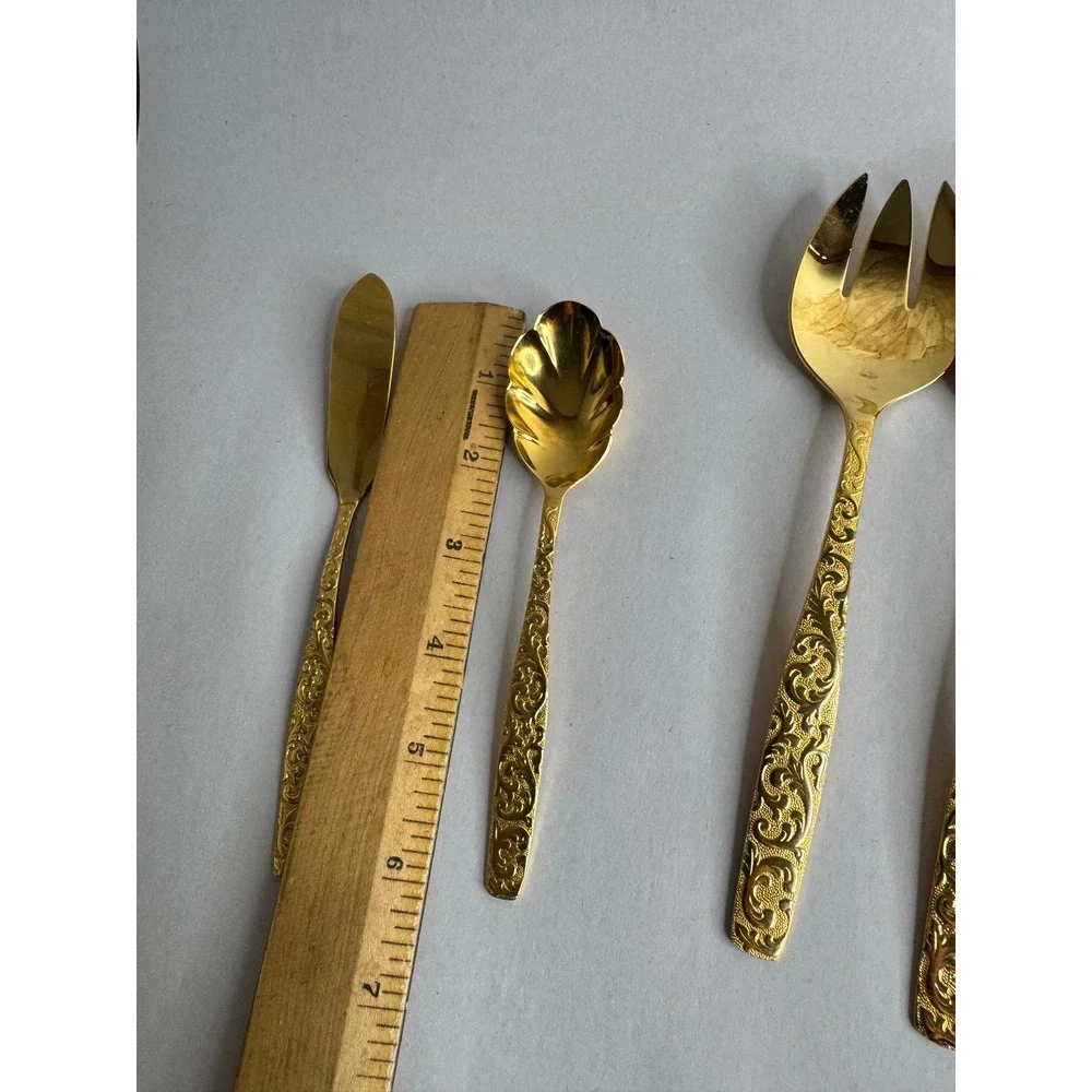 Americana Golden Heritage Gold Electroplate Flatware Hostess Serving Set 6pc